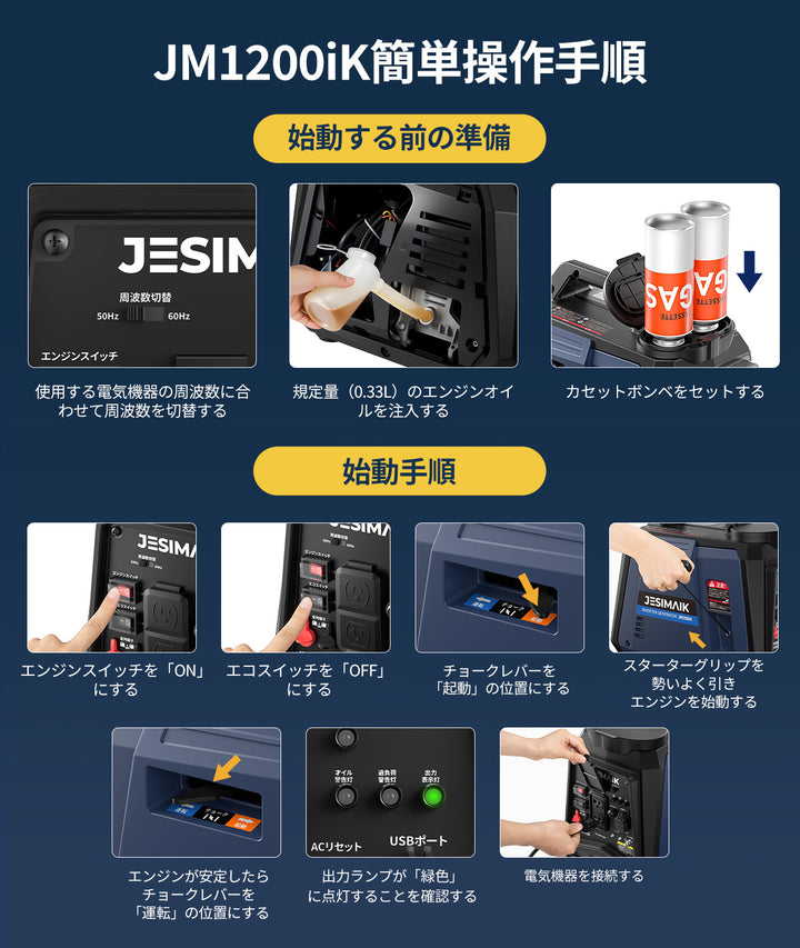 1.0kVA インバーター発電機 JM1200iK
