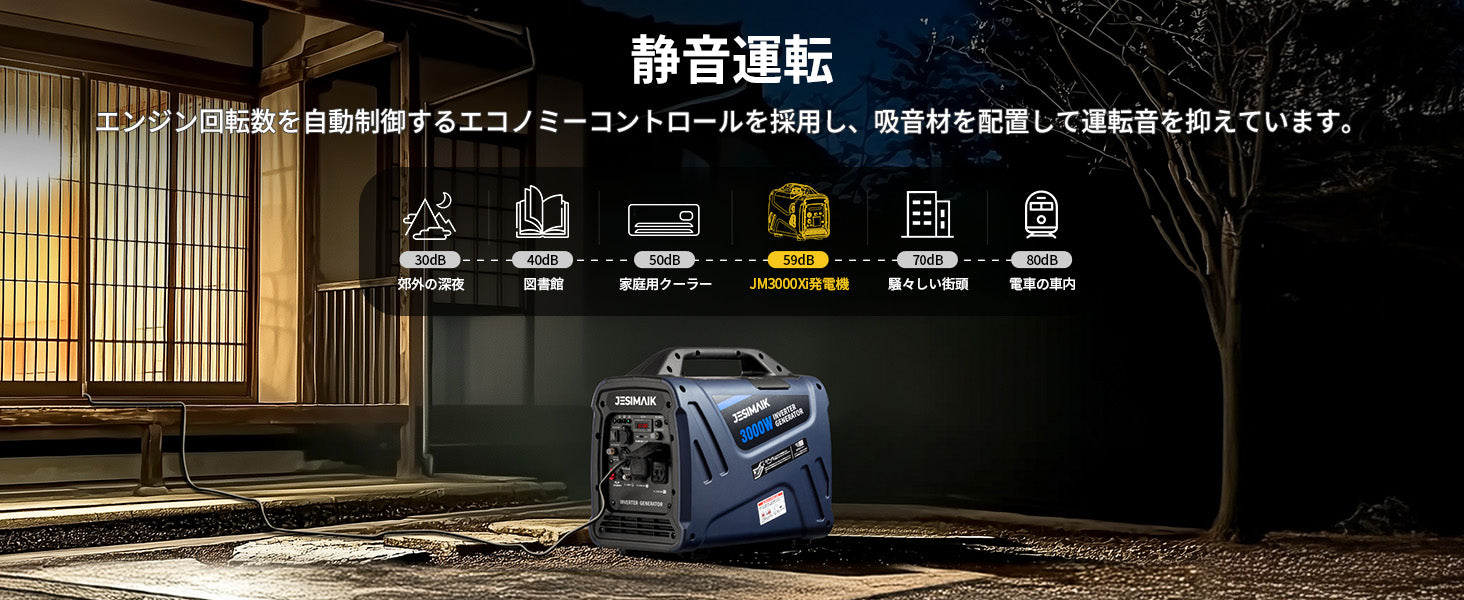 夜間や静かな場所でも使いやすい低騒音設計
