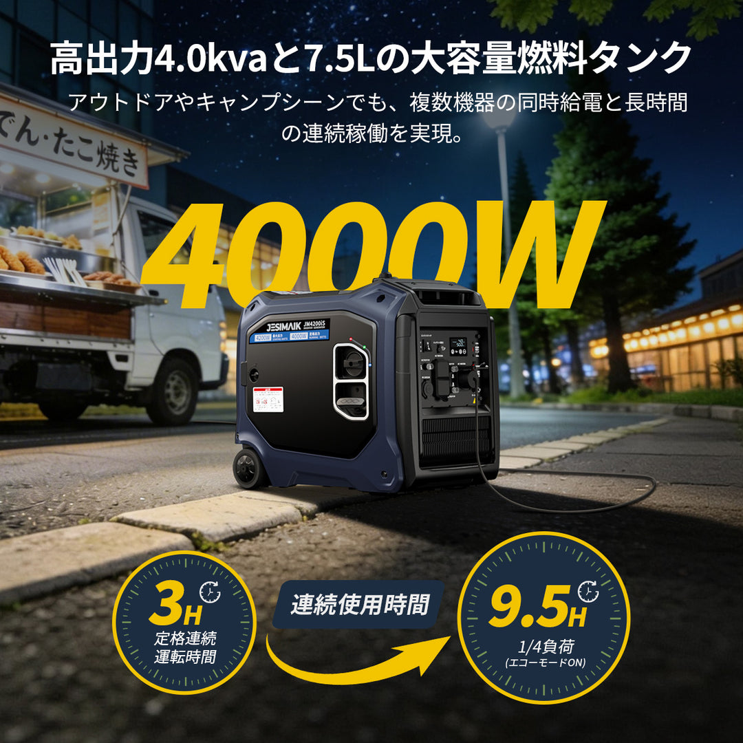 インバーター発電機 JM4200iS 4000W 正弦波 静音61dB 防災 キャンプ | JESIMAIK