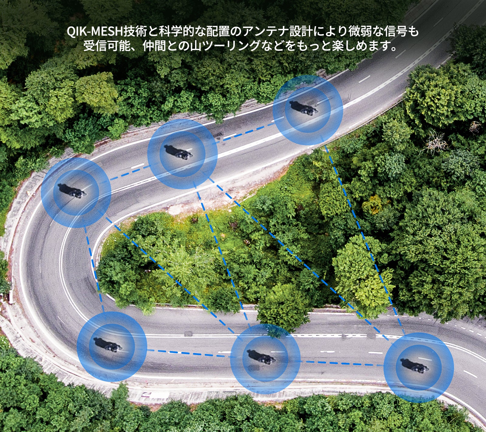 QIK-MESH通信で、山道でも安定した通話をサポート