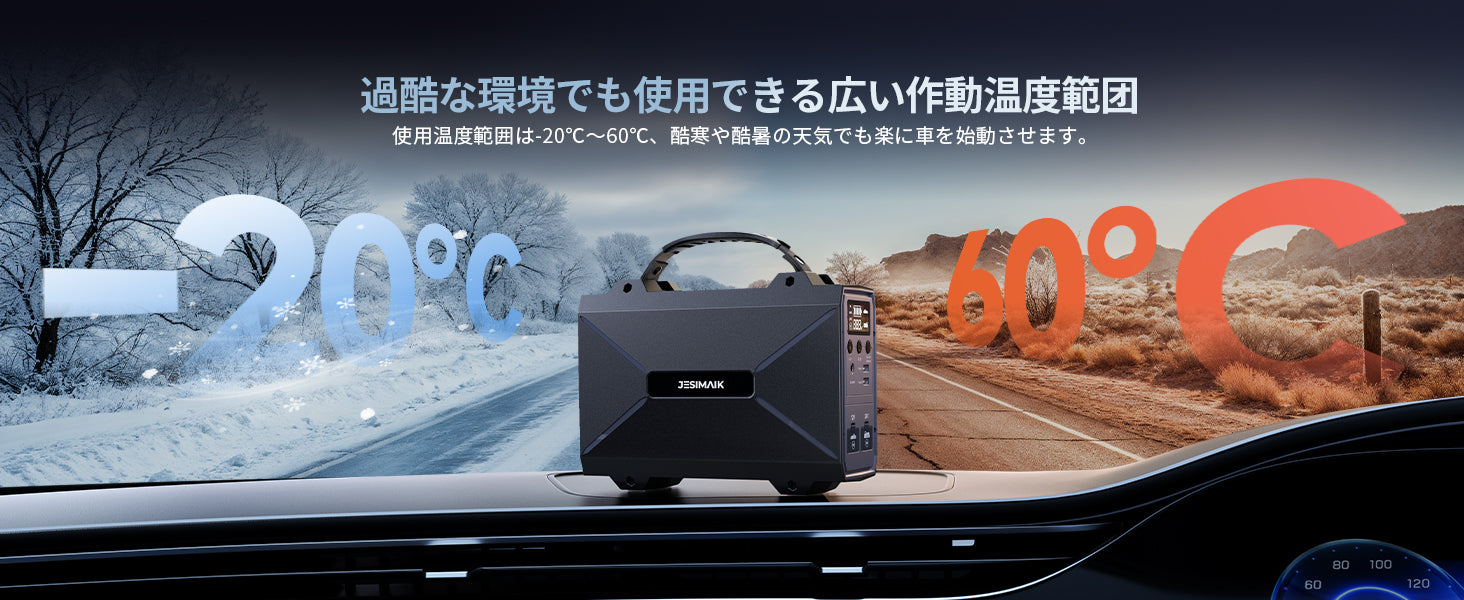 −20℃〜60℃対応、厳しい環境でも始動をサポート