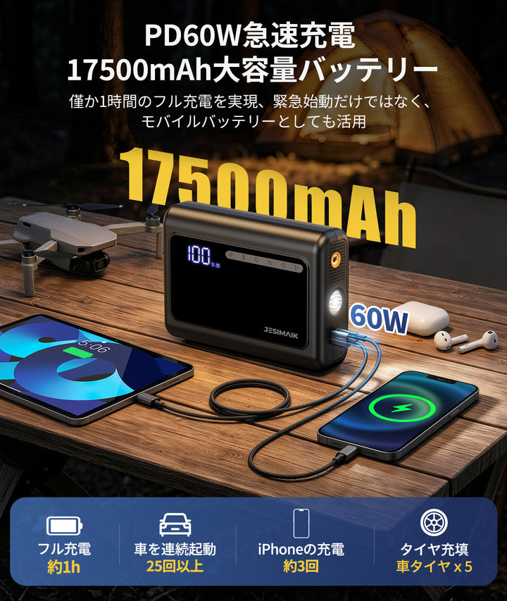 ジャンプスターター GK01 空気入れ搭載 【ナトリウム電池】