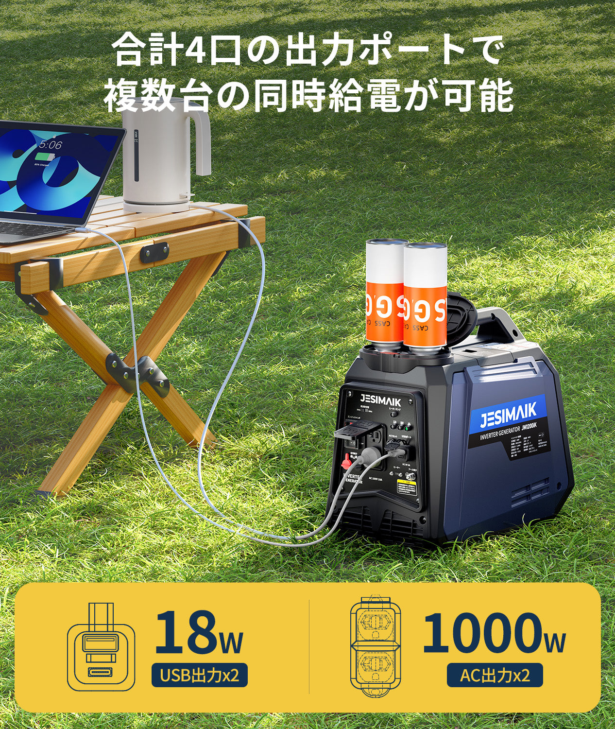 JESIMAIK カセットボンベ発電機 JM1200iK カセットボンベ式 超軽量・コンパクトで冬の日常防災に備える！JESIMAIKカセットガス式